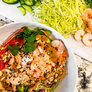 Spring roll bowl with vegetables and peanut sauce – bariatric recipe by Celebrate Vitamins