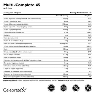 Multi-Complete 45 Bariatric Multivitamin with Iron, Capsules