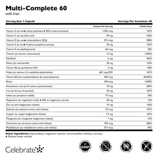 Multi-Complete 60 Bariatric Multivitamin with Iron, Capsules