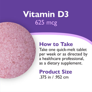 Vitamin D3 625mcg (25.000 IU), Quick-Melt, Berry